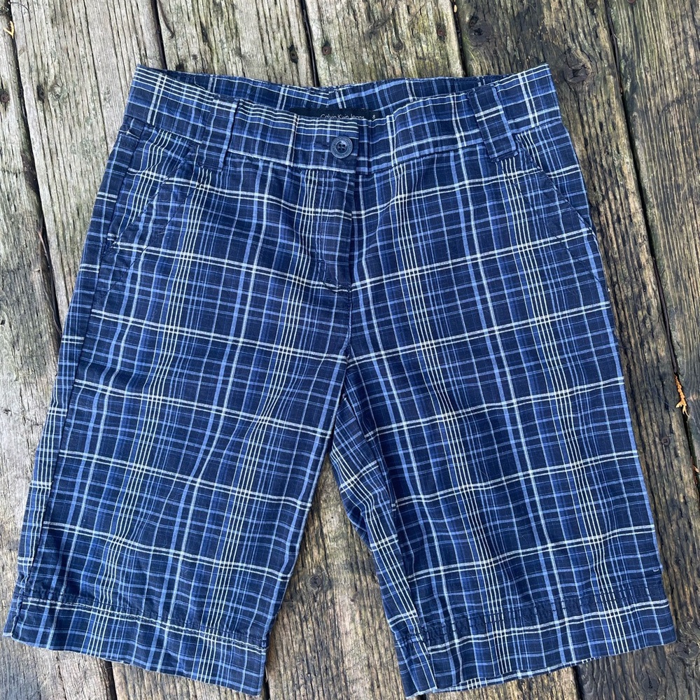 Calvin Klein Jeans Blue Plaid Women's Shorts Vintage Y2K cute